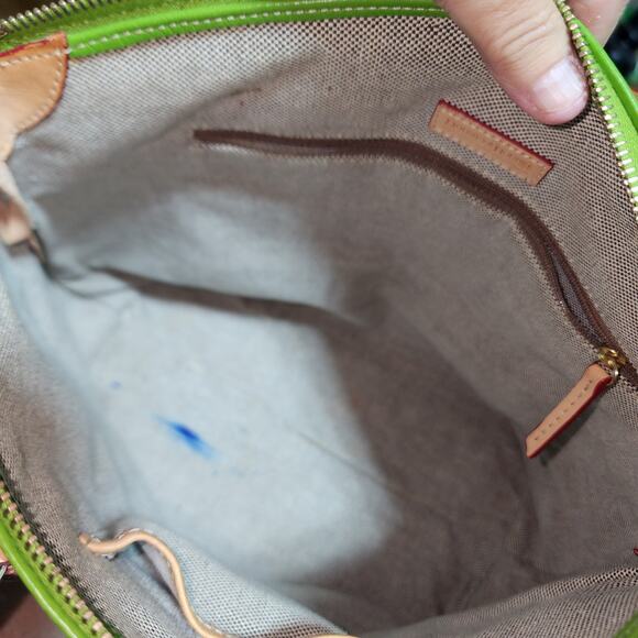 DOONEY BOURKE EUC GREEN LEATHER DILLON DOUBLE POCKET SATCHEL BAG - Picture 7 of 11